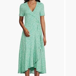 Land's End Cotton Modal Floral Vneck Wrap Midi Dress Size XLP
